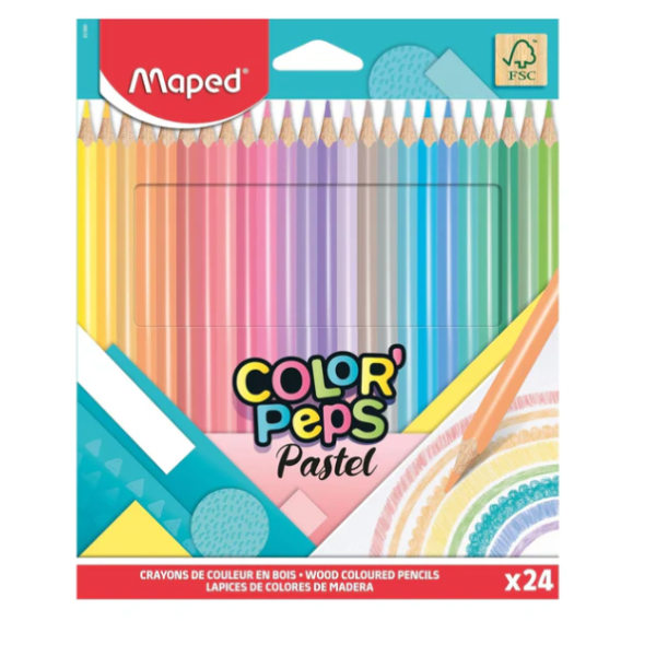 JUEGO LAPICES DE COLORES PASTEL COLOR"PEPS 24/1 BLISTER