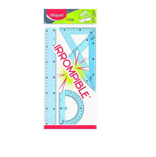 JUEGO GEOMETRICO 30CM/12" 4pzs STUDY BLISTER