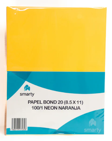 PAPEL BOND 20 (8.5" X11") 100/1 NEON NARANJA