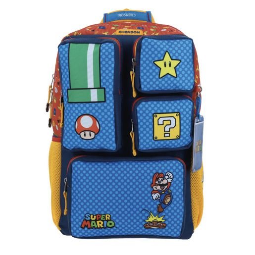 Mochila Chenson Extra Grande Mario Bros Oner Azul XXV