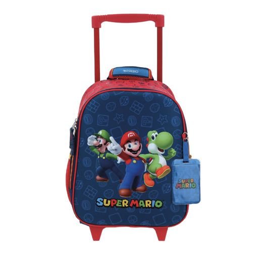 Mochila Con Ruedas Chenson Pequeña Mario Bros Gronshi Azul XXV