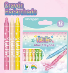 Crayon de cera, caja x 12 colores con escarcha