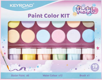 Kit de pintura Pastel: 6 x temperas + 12 acuarelas