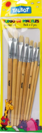 Pinceles Set de 8ud planos. 2,3,4,5,6,8,10,12