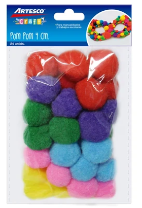 POMPOM 4CMS 24/1 SURTIDOS BL